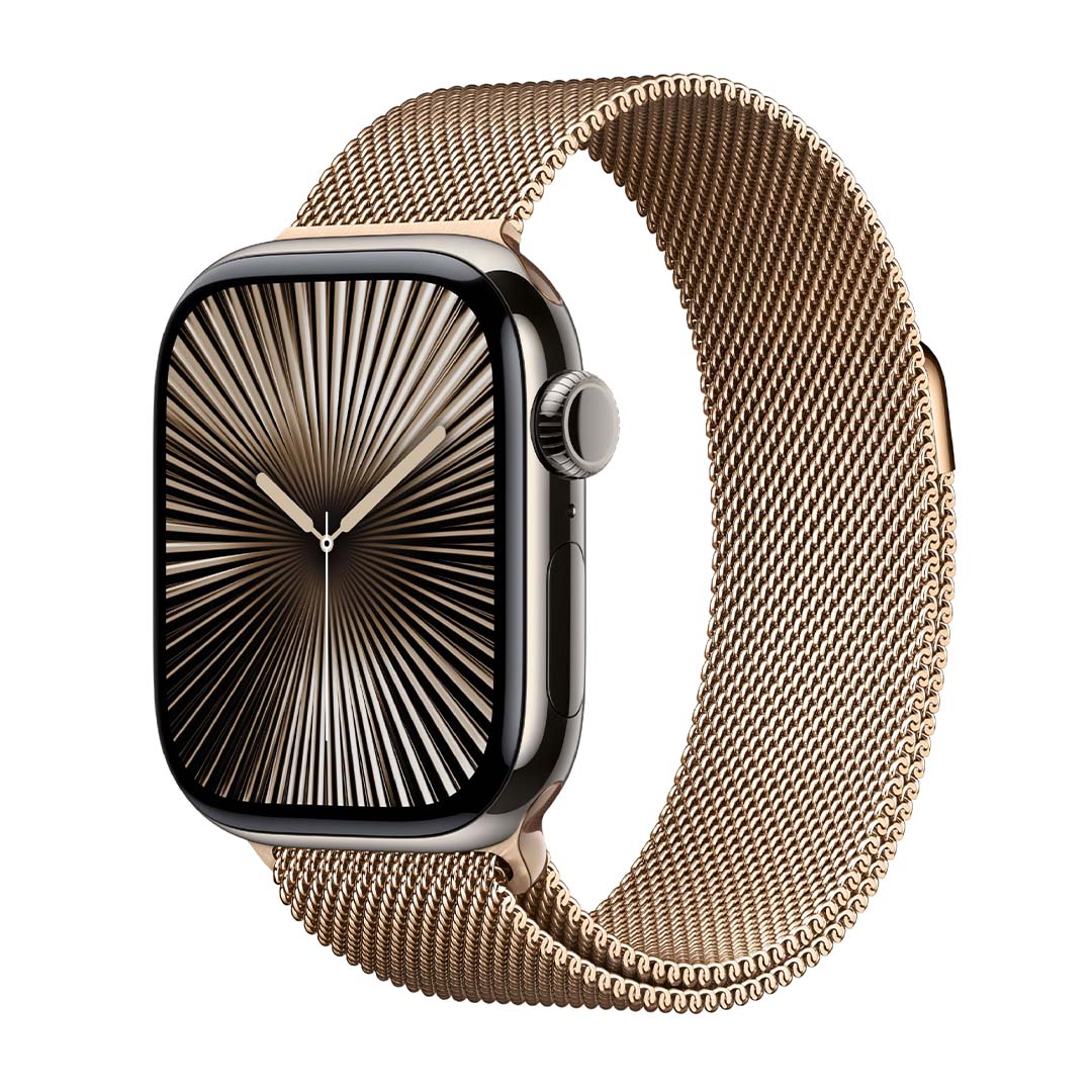 Apple Watch Series 10 46mm Titanium Case Milanese Loop-Gold-1